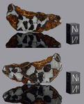 Néma 003 (provisional name) - Found 2025, Mauritania, Africa. Pallasite Eagle Station type. Total mass 7.9 kg. Slice gr.12.431 - € 497,00